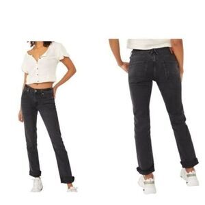 Free People Slim Cuffed Boyfriend Jeans Faded Black sz 24 NWT